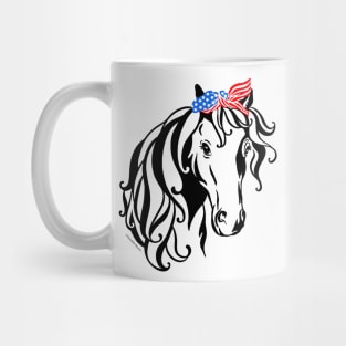 Patriotic Horse Lover Pony Bandana American Flag USA America Mug